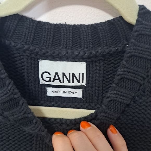 Ganni Logo Checkboard Knit Vest Dark Navy Small NWOT - Picture 4 of 7